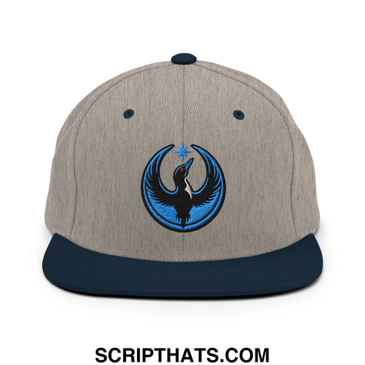Rebel Loon Minnesota Bird of Resistance Embroidered Flat Bill Brim Snapback Hat Heather Grey Navy