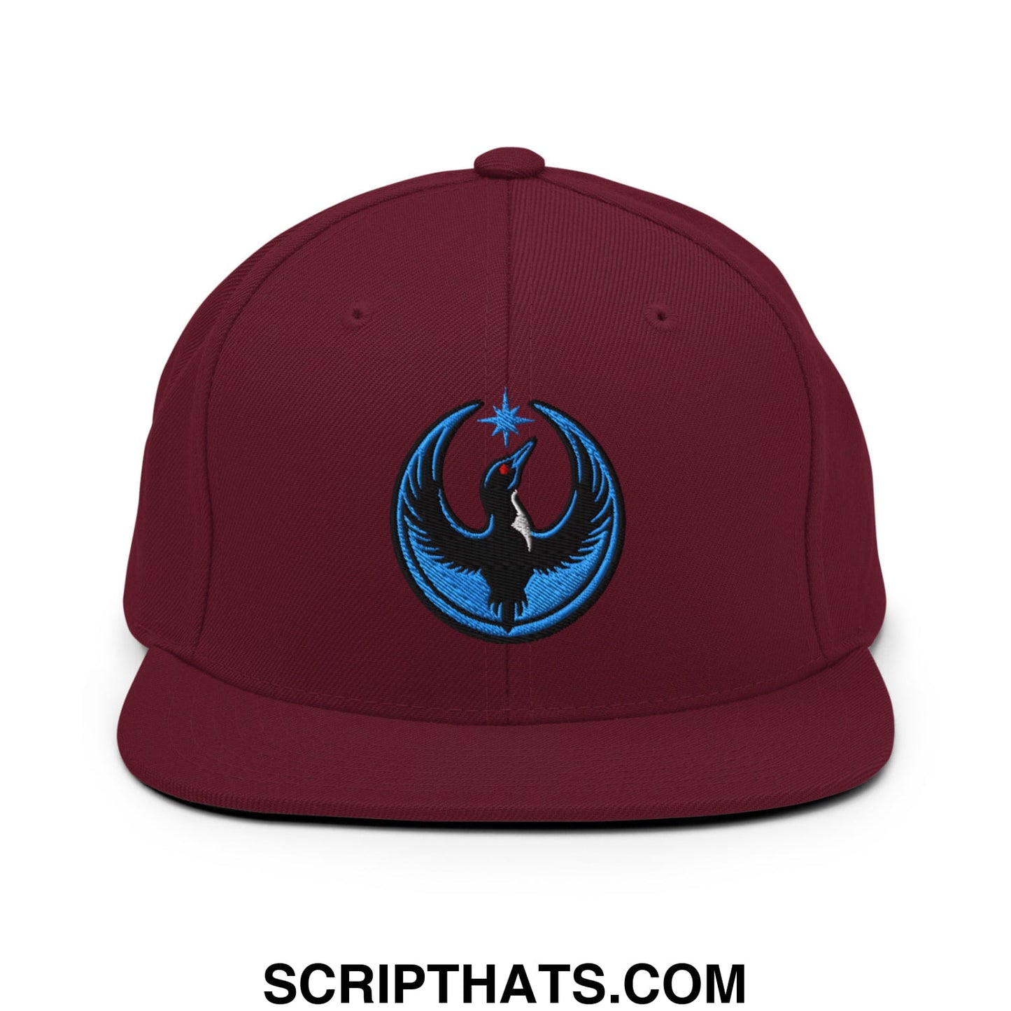 Rebel Loon Minnesota Bird of Resistance Embroidered Flat Bill Brim Snapback Hat Maroon