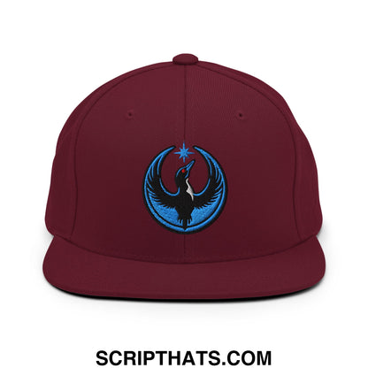 Rebel Loon Minnesota Bird of Resistance Embroidered Flat Bill Brim Snapback Hat Maroon