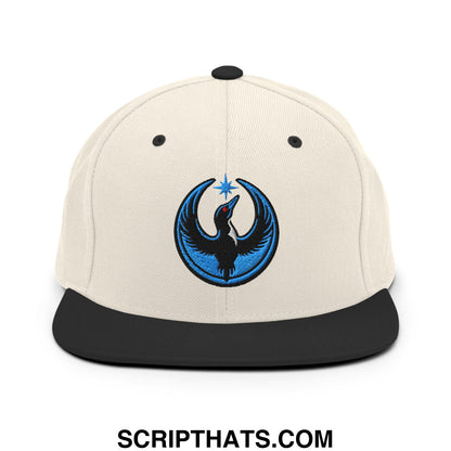 Rebel Loon Minnesota Bird of Resistance Embroidered Flat Bill Brim Snapback Hat Natural Black