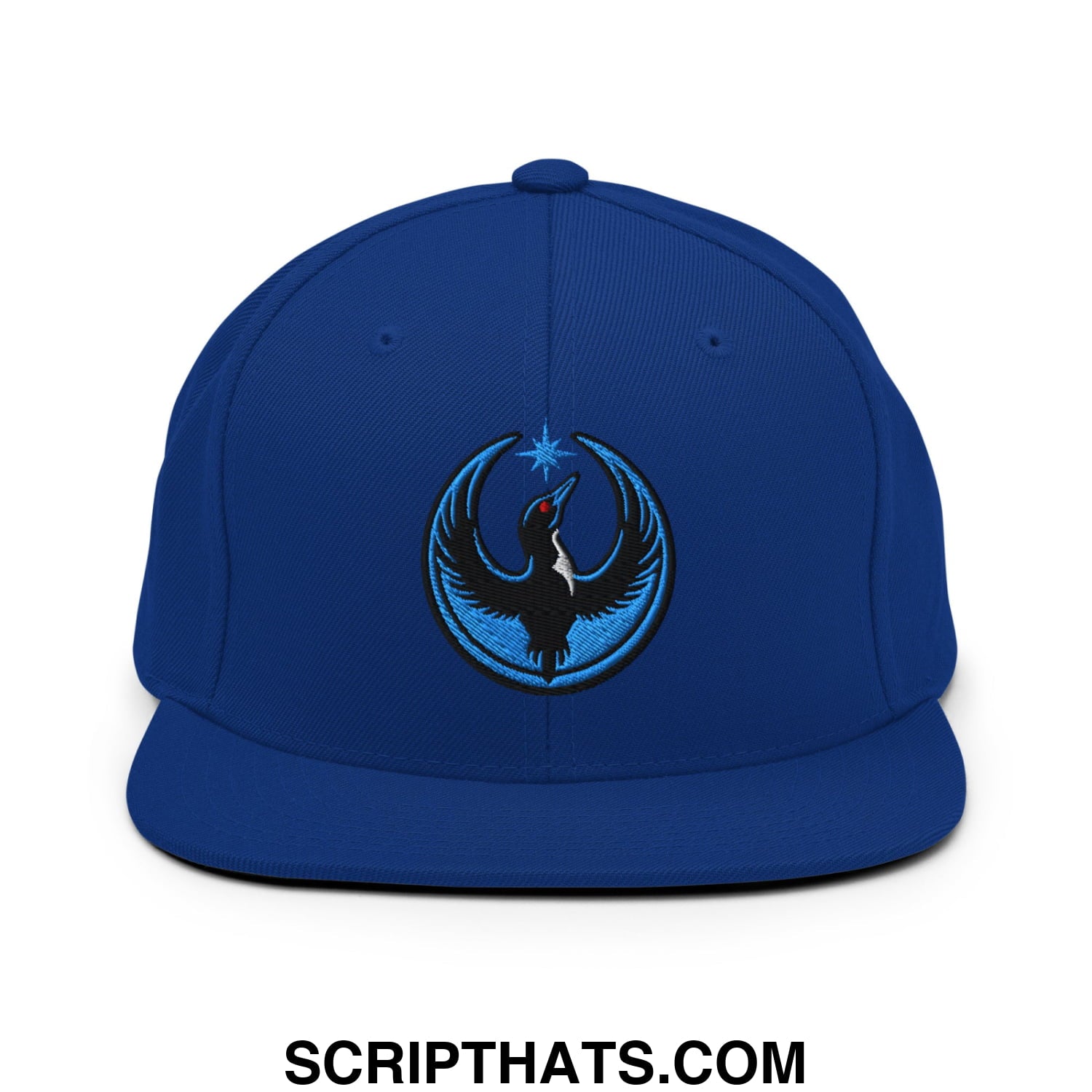 Rebel Loon Minnesota Bird of Resistance Embroidered Flat Bill Brim Snapback Hat Royal Blue