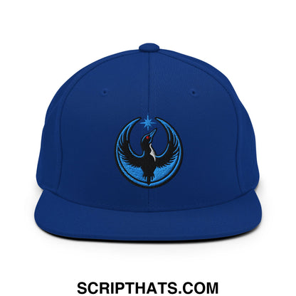Rebel Loon Minnesota Bird of Resistance Embroidered Flat Bill Brim Snapback Hat Royal Blue