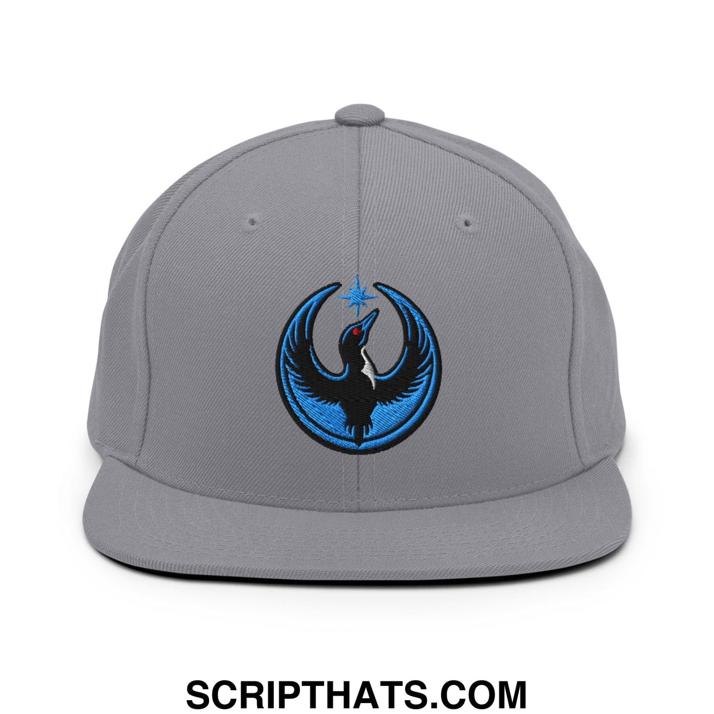 Rebel Loon Minnesota Bird of Resistance Embroidered Flat Bill Brim Snapback Hat Silver