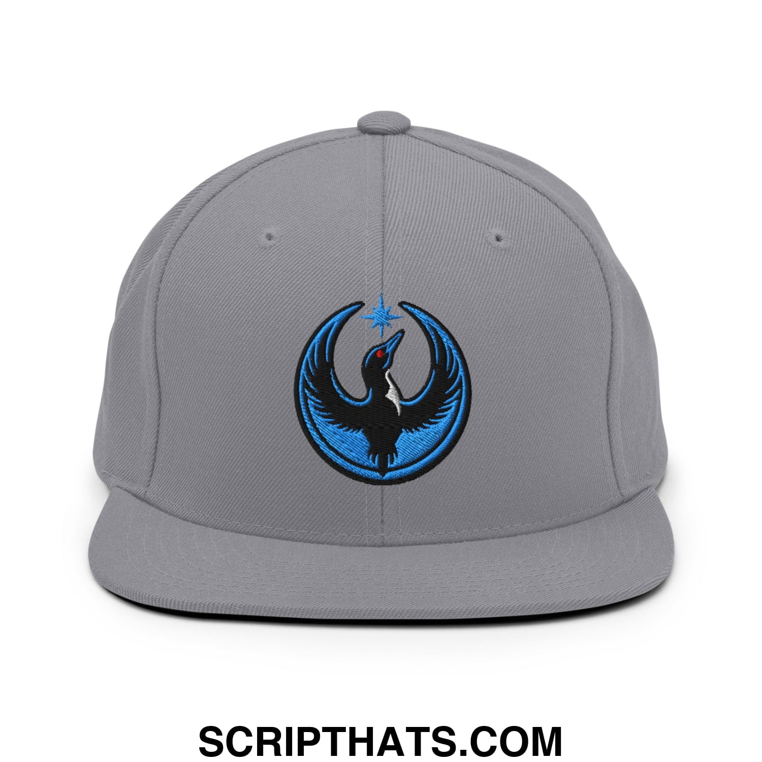 Rebel Loon Minnesota Bird of Resistance Embroidered Flat Bill Brim Snapback Hat Silver