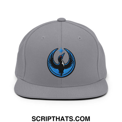 Rebel Loon Minnesota Bird of Resistance Embroidered Flat Bill Brim Snapback Hat Silver