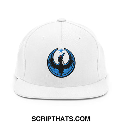 Rebel Loon Minnesota Bird of Resistance Embroidered Flat Bill Brim Snapback Hat White