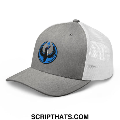 Rebel Loon Minnesota Bird of Resistance Embroidered Mesh Trucker Hat Heather Grey White