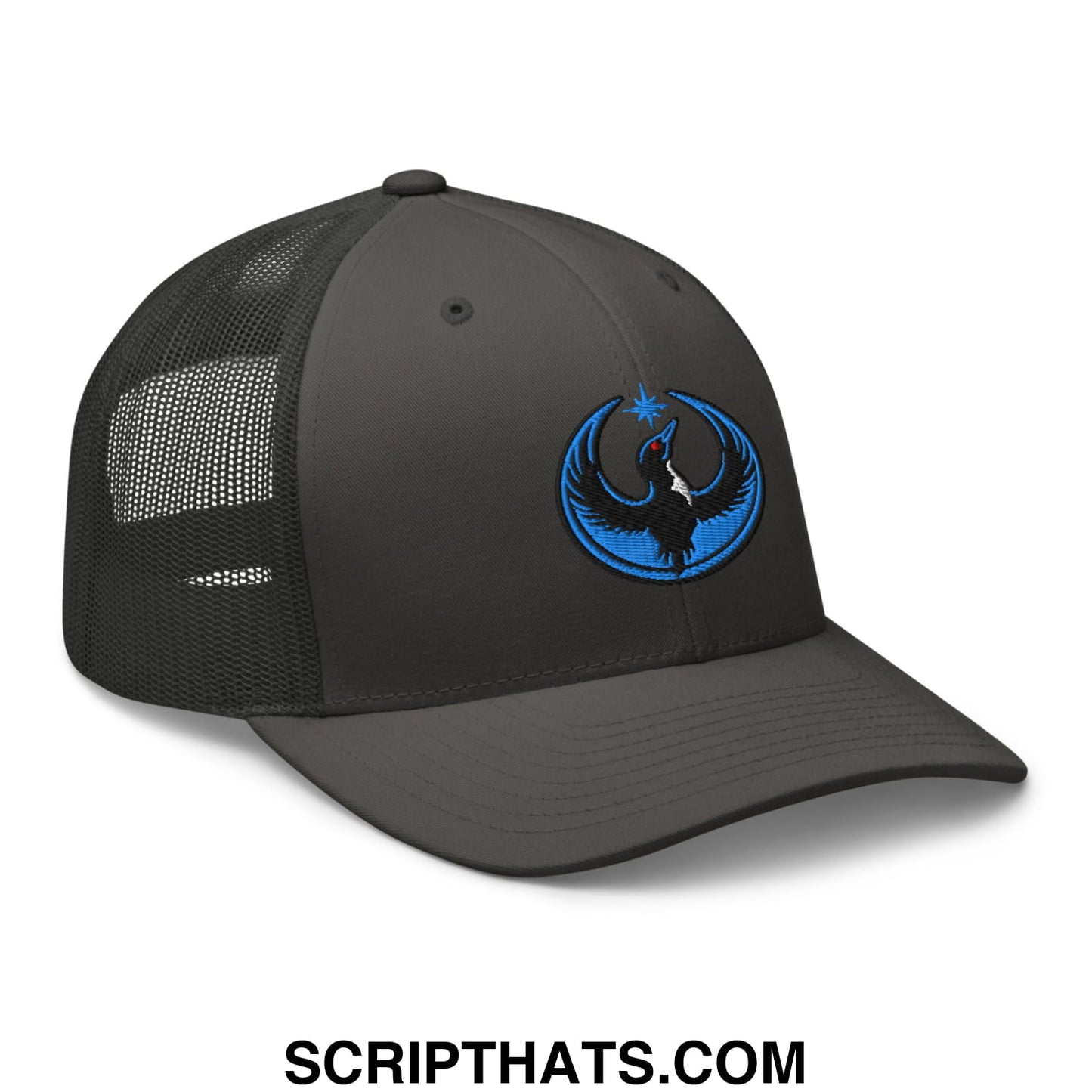 Rebel Loon Minnesota Bird of Resistance Embroidered Mesh Trucker Hat Charcoal