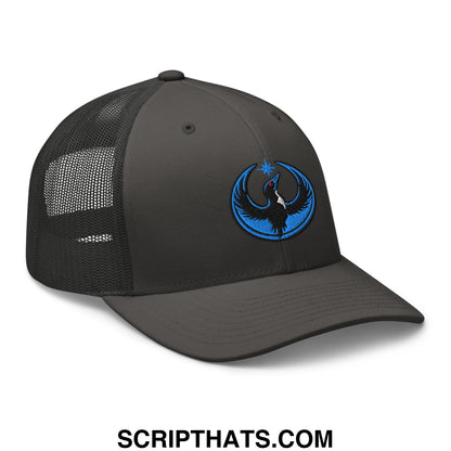 Rebel Loon Minnesota Bird of Resistance Embroidered Mesh Trucker Hat Charcoal