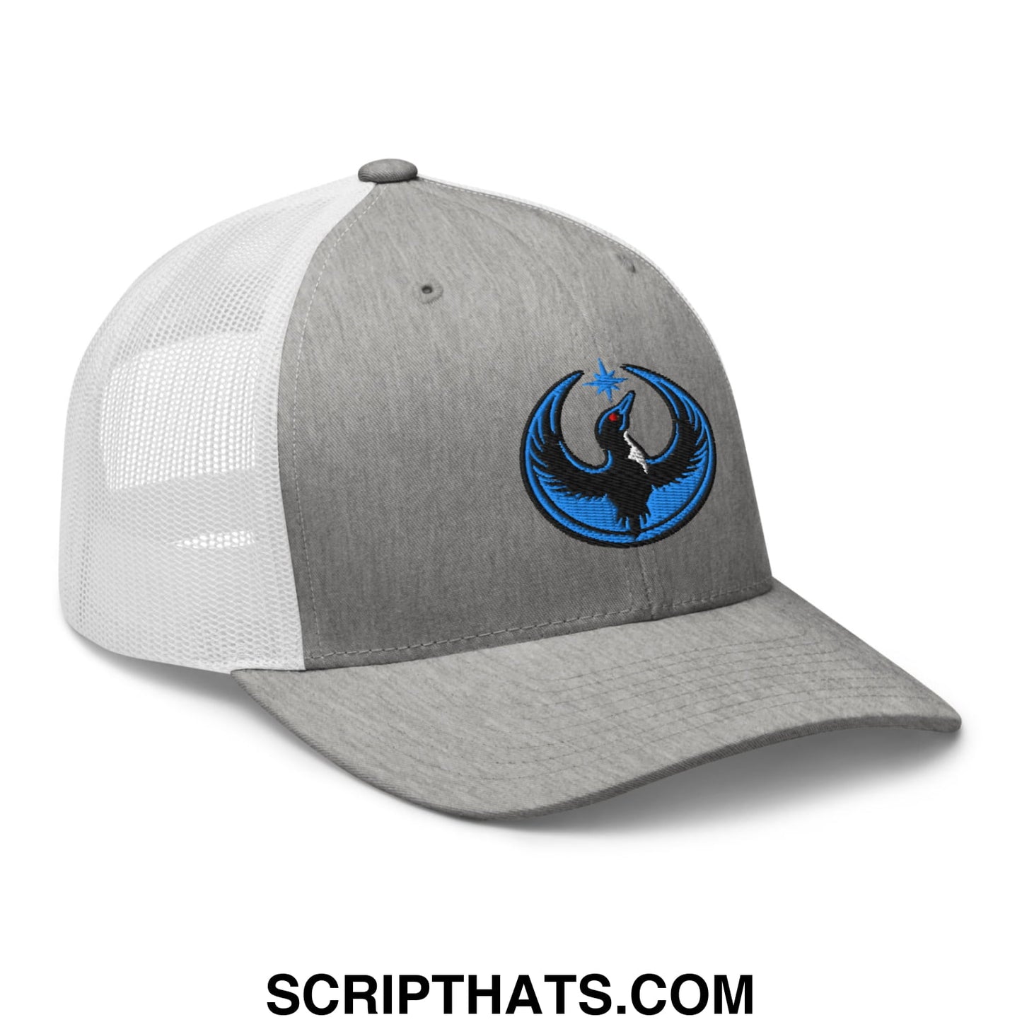 Rebel Loon Minnesota Bird of Resistance Embroidered Mesh Trucker Hat Heather Grey White