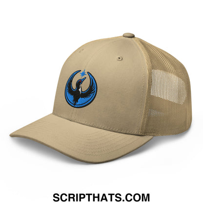 Rebel Loon Minnesota Bird of Resistance Embroidered Mesh Trucker Hat Khaki