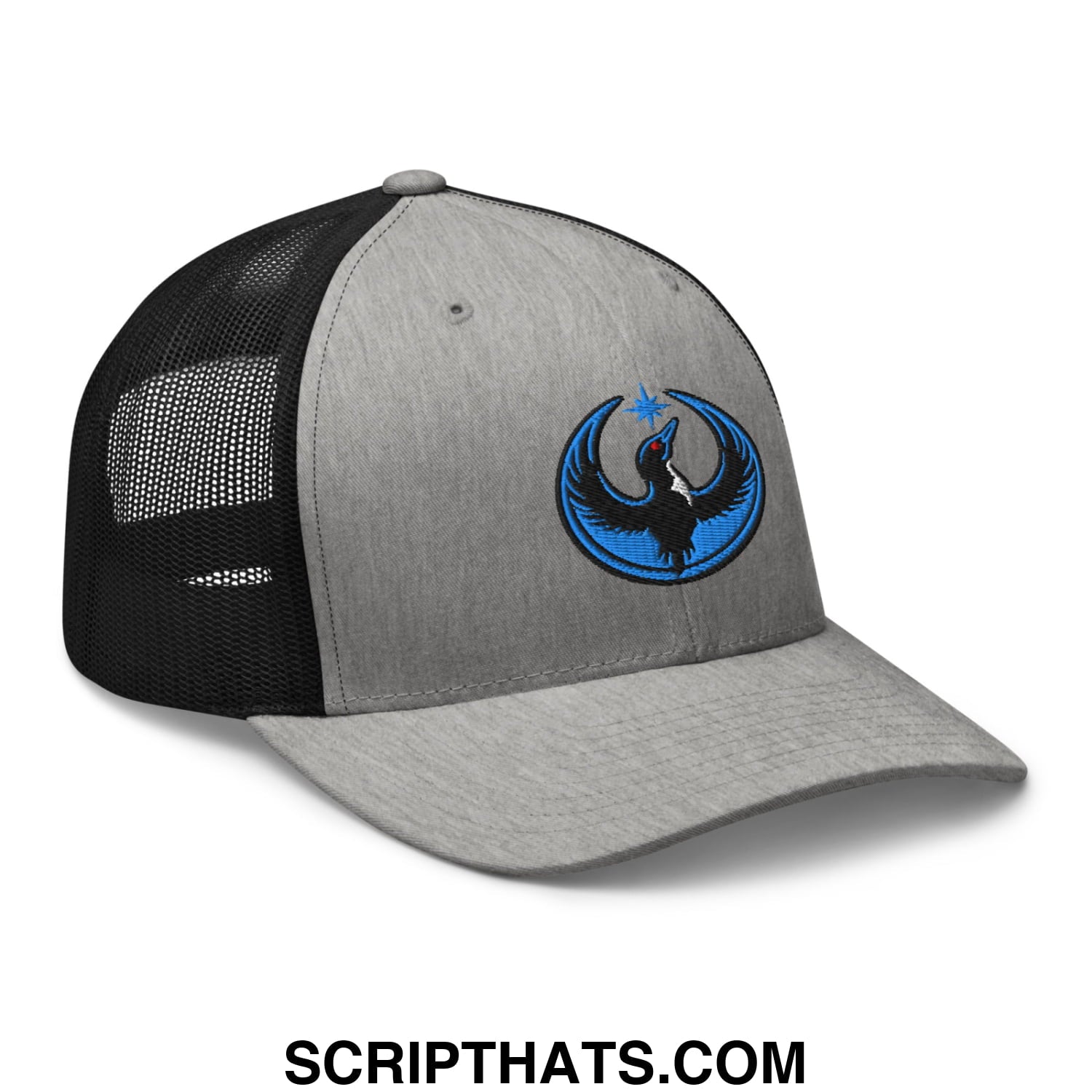 Rebel Loon Minnesota Bird of Resistance Embroidered Mesh Trucker Hat Heather Black