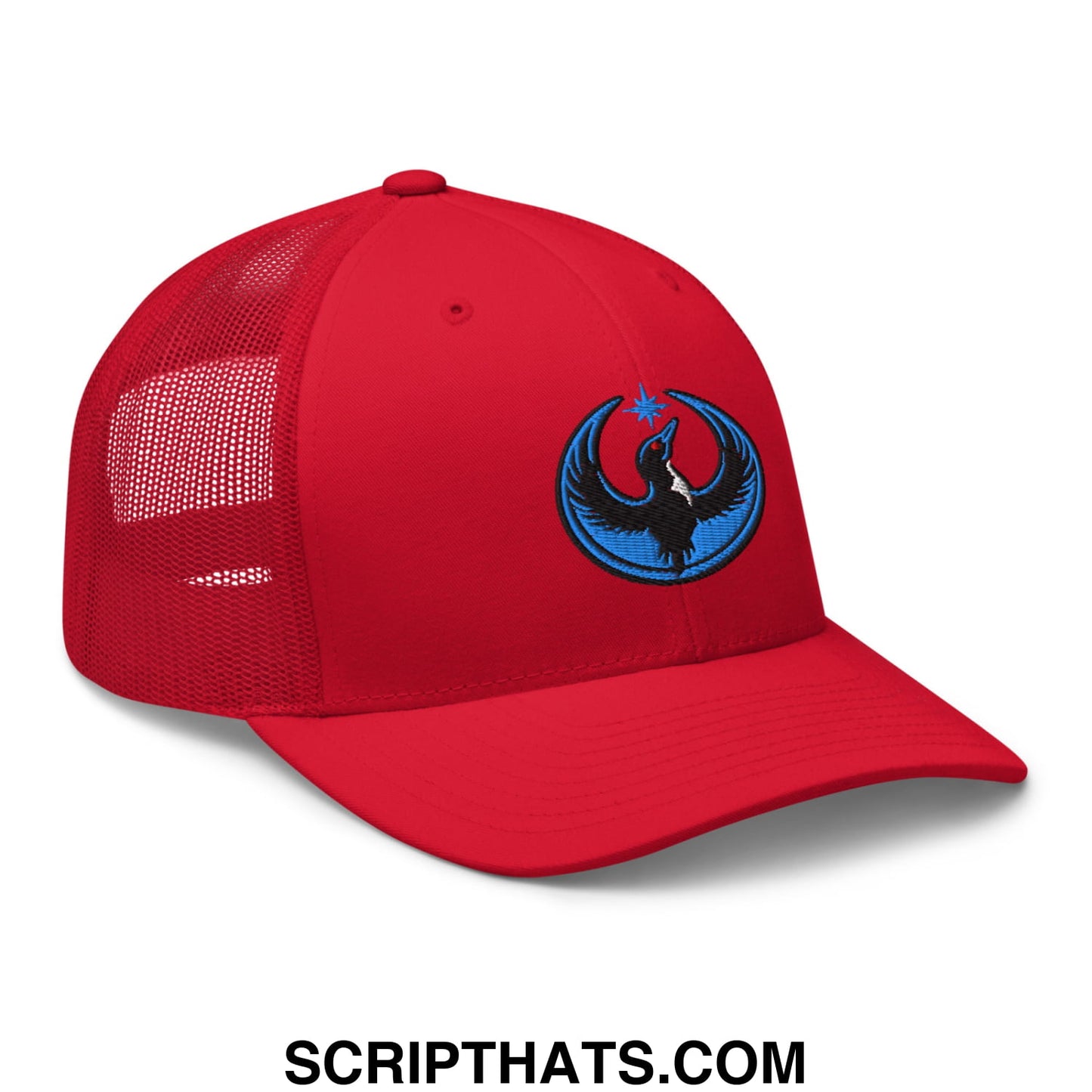 Rebel Loon Minnesota Bird of Resistance Embroidered Mesh Trucker Hat Red