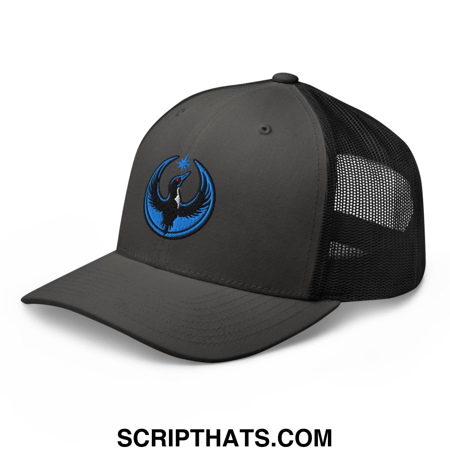 Rebel Loon Minnesota Bird of Resistance Embroidered Mesh Trucker Hat Charcoal Black