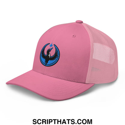 Rebel Loon Minnesota Bird of Resistance Embroidered Mesh Trucker Hat Pink