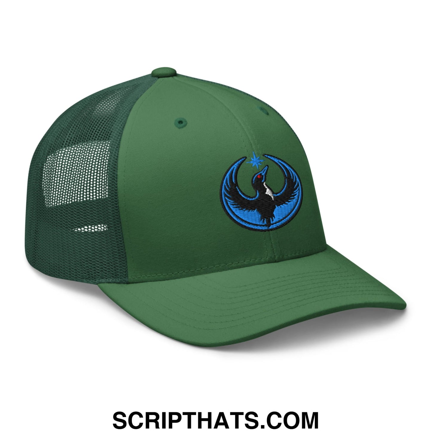 Rebel Loon Minnesota Bird of Resistance Embroidered Mesh Trucker Hat Evergreen