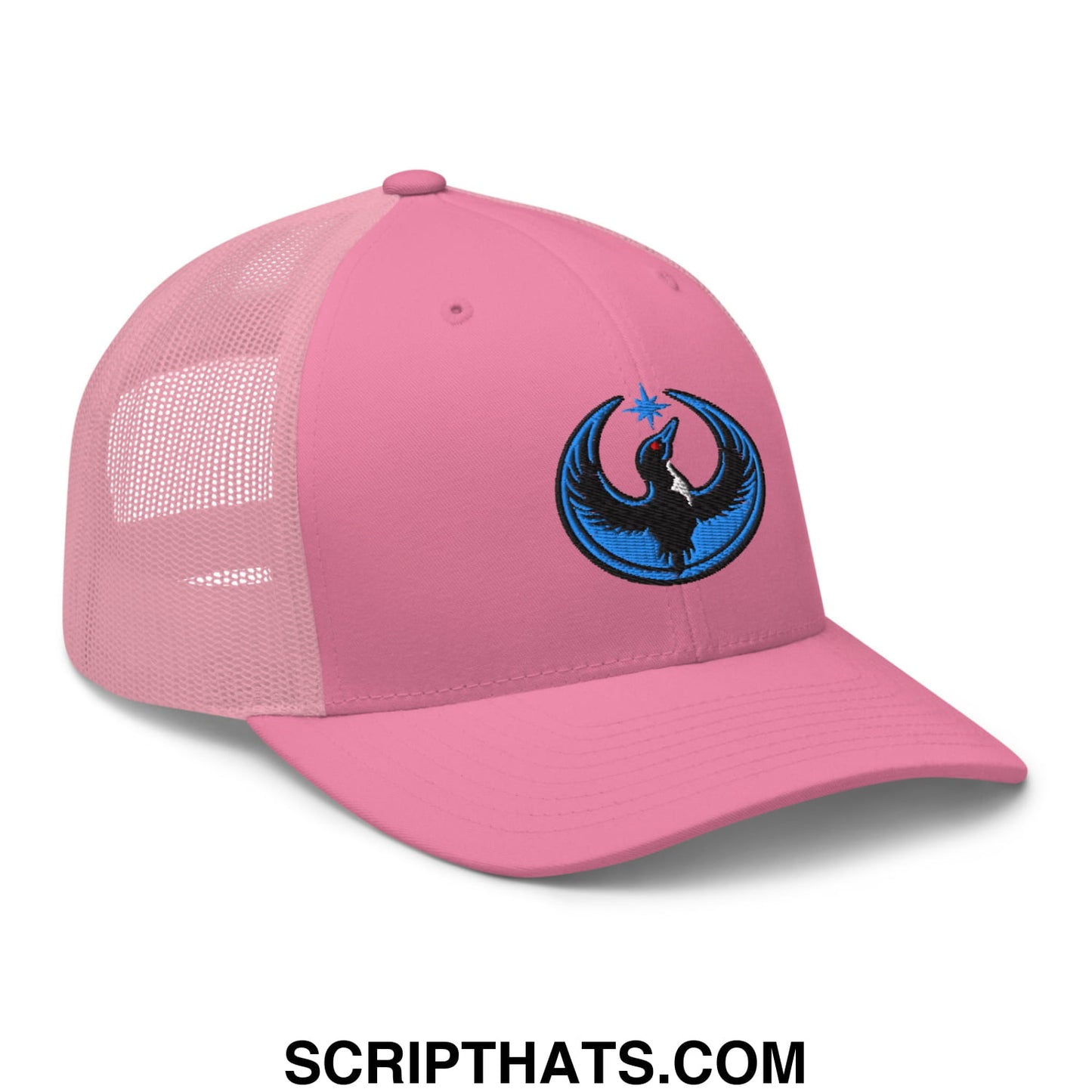 Rebel Loon Minnesota Bird of Resistance Embroidered Mesh Trucker Hat Pink