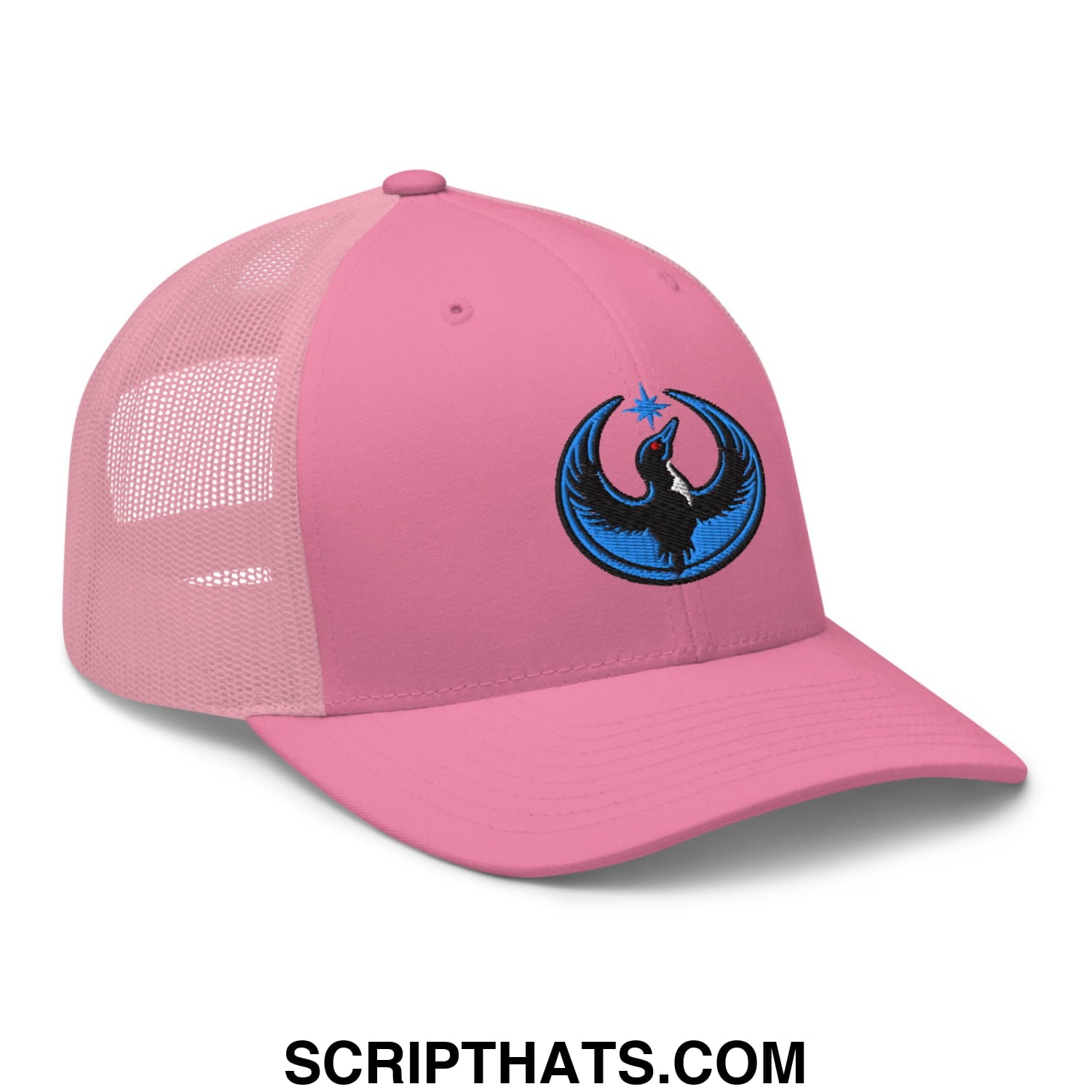 Rebel Loon Minnesota Bird of Resistance Embroidered Mesh Trucker Hat Pink