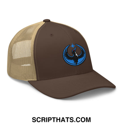 Rebel Loon Minnesota Bird of Resistance Embroidered Mesh Trucker Hat Brown Khaki