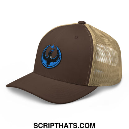 Rebel Loon Minnesota Bird of Resistance Embroidered Mesh Trucker Hat Brown Khaki