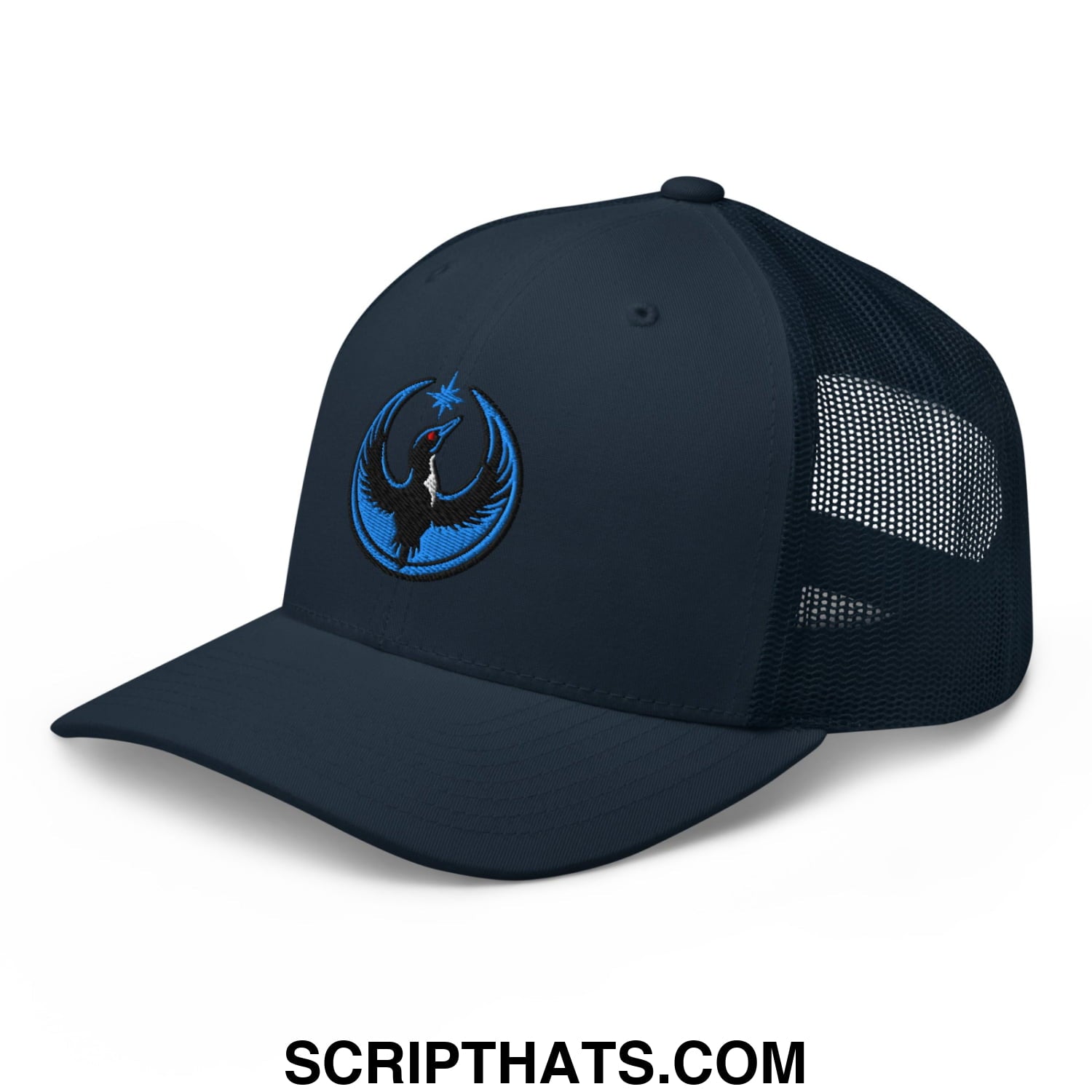 Rebel Loon Minnesota Bird of Resistance Embroidered Mesh Trucker Hat Navy