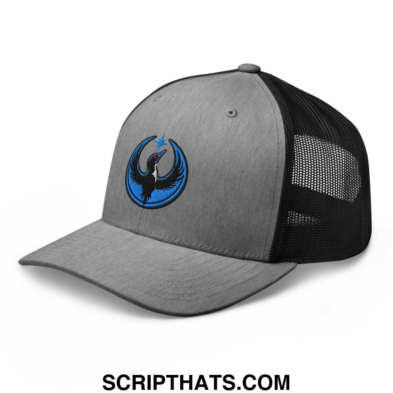 Rebel Loon Minnesota Bird of Resistance Embroidered Mesh Trucker Hat Heather Black