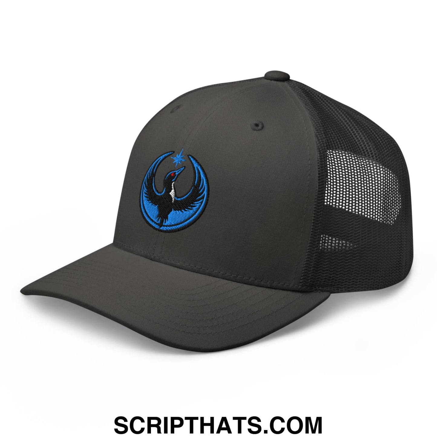 Rebel Loon Minnesota Bird of Resistance Embroidered Mesh Trucker Hat Charcoal