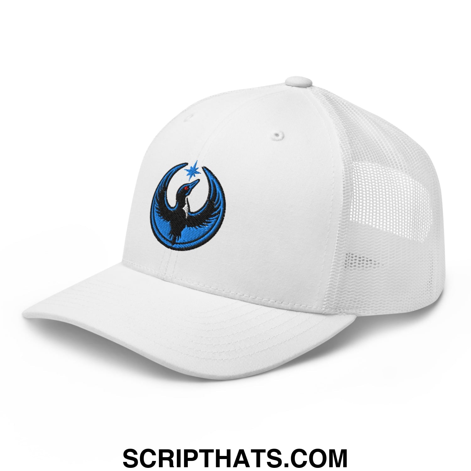 Rebel Loon Minnesota Bird of Resistance Embroidered Mesh Trucker Hat White