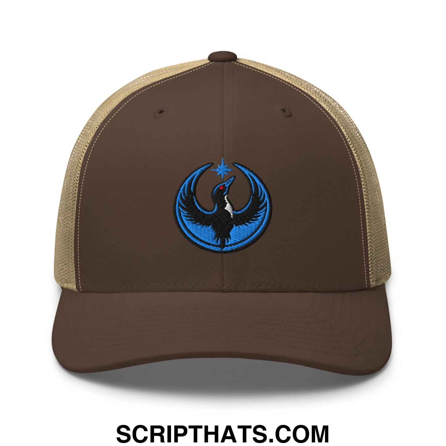 Rebel Loon Minnesota Bird of Resistance Embroidered Mesh Trucker Hat Brown Khaki
