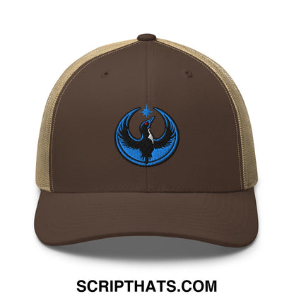 Rebel Loon Minnesota Bird of Resistance Embroidered Mesh Trucker Hat Brown Khaki