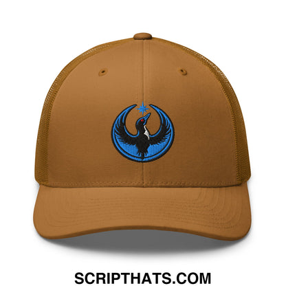 Rebel Loon Minnesota Bird of Resistance Embroidered Mesh Trucker Hat Caramel