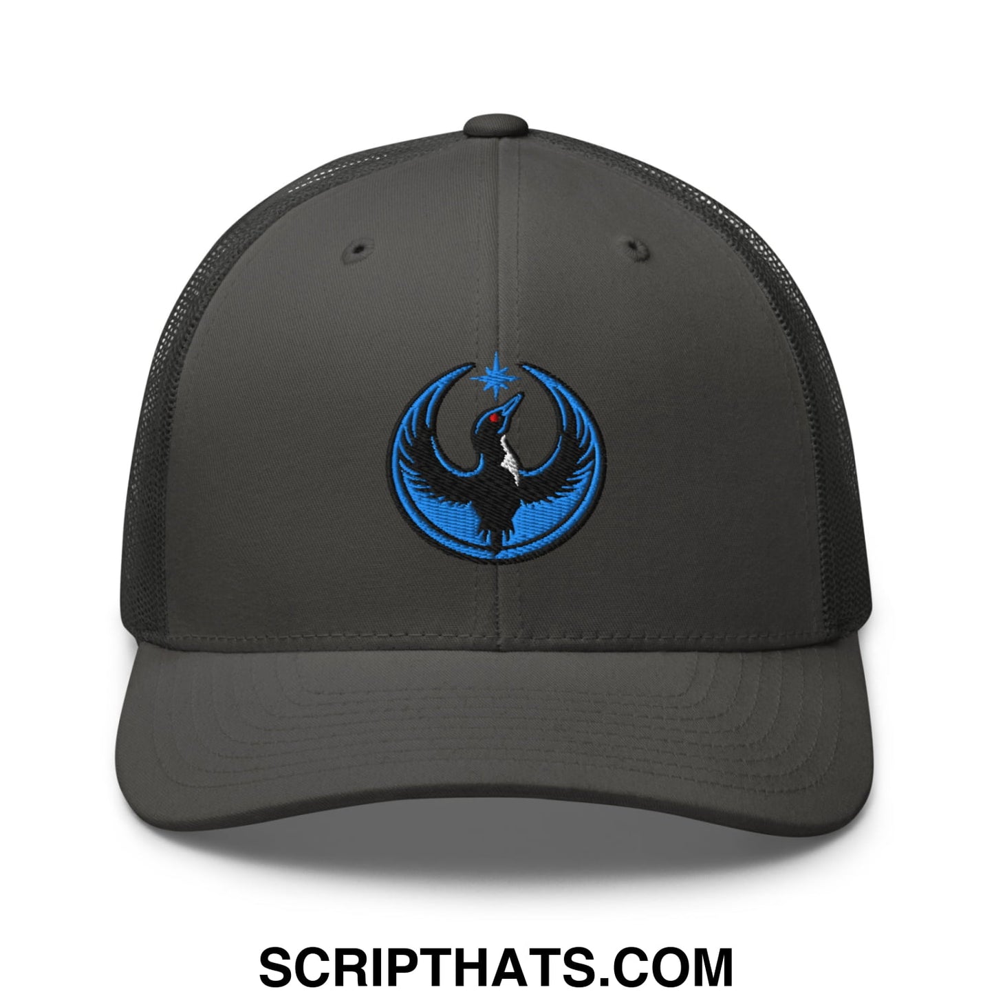 Rebel Loon Minnesota Bird of Resistance Embroidered Mesh Trucker Hat Charcoal