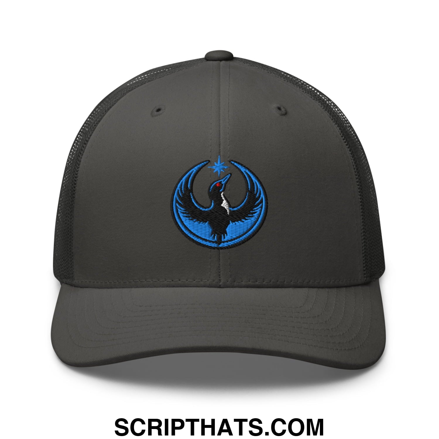Rebel Loon Minnesota Bird of Resistance Embroidered Mesh Trucker Hat Charcoal