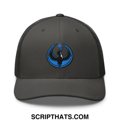 Rebel Loon Minnesota Bird of Resistance Embroidered Mesh Trucker Hat Charcoal