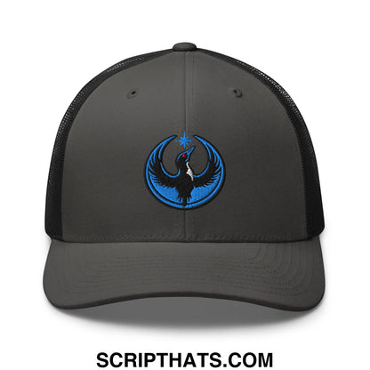 Rebel Loon Minnesota Bird of Resistance Embroidered Mesh Trucker Hat Charcoal Black
