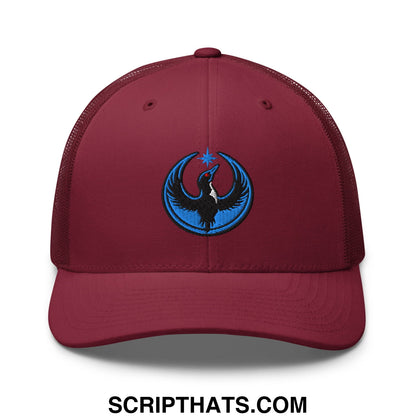 Rebel Loon Minnesota Bird of Resistance Embroidered Mesh Trucker Hat Cranberry