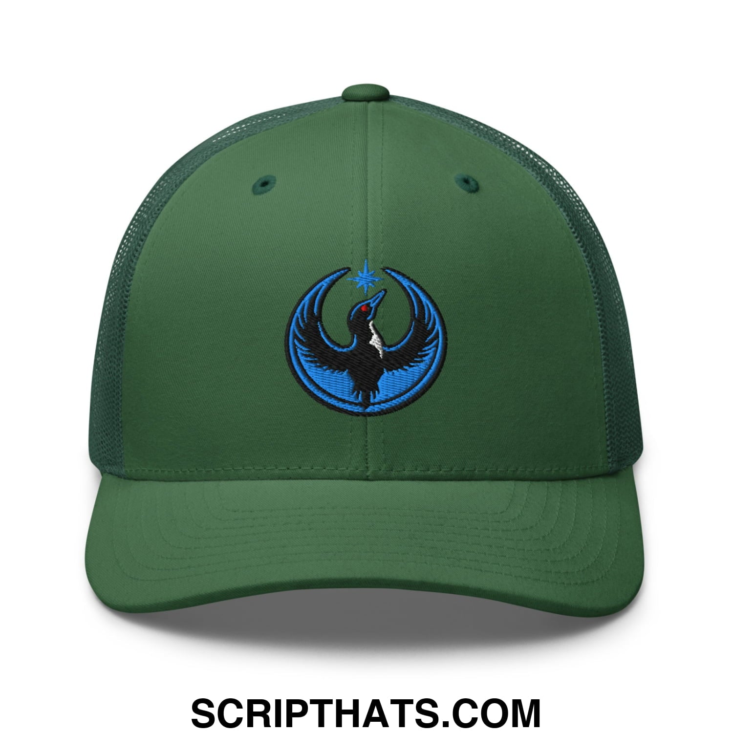 Rebel Loon Minnesota Bird of Resistance Embroidered Mesh Trucker Hat Evergreen