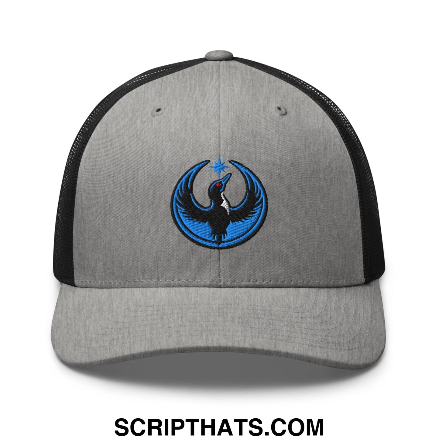Rebel Loon Minnesota Bird of Resistance Embroidered Mesh Trucker Hat Heather Black