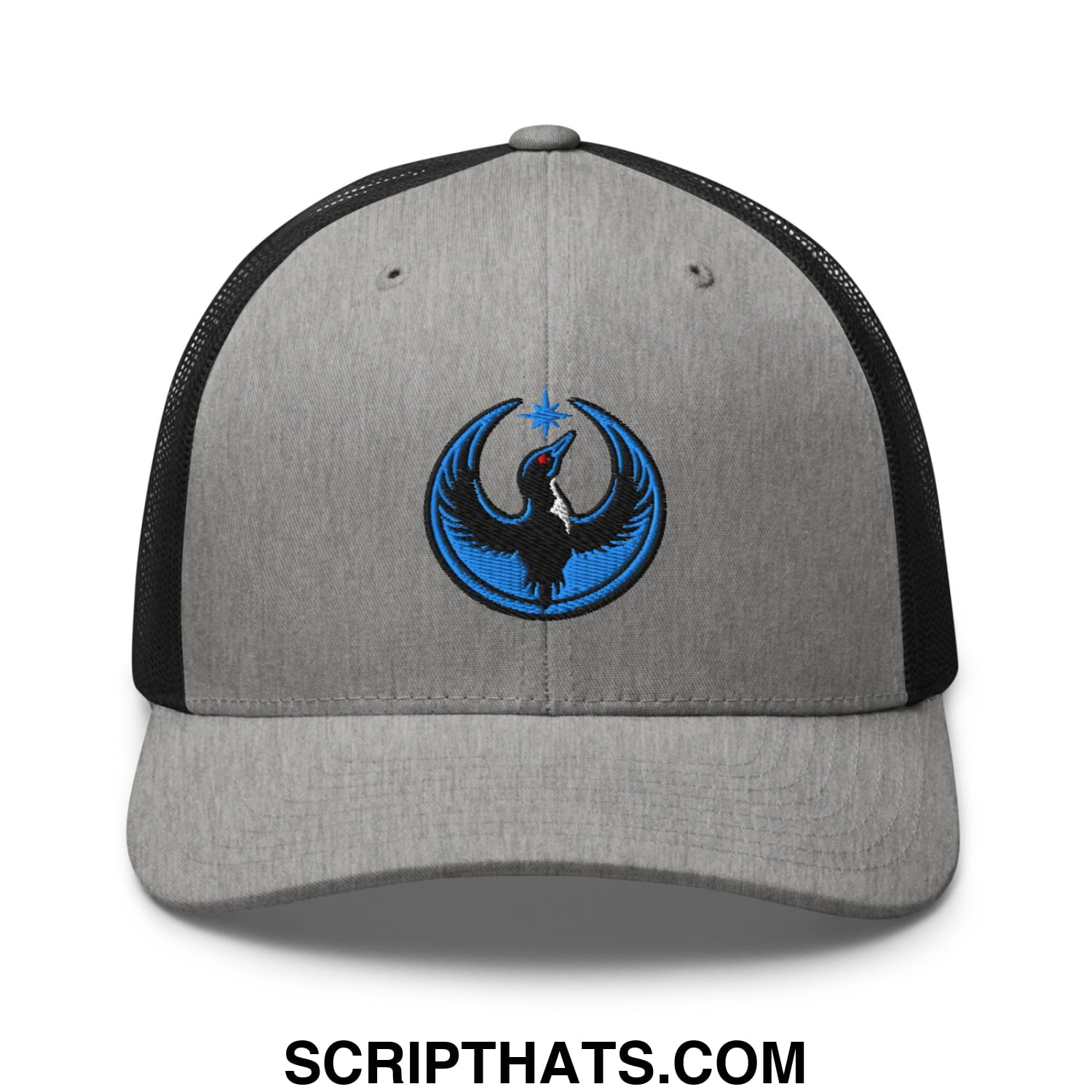 Rebel Loon Minnesota Bird of Resistance Embroidered Mesh Trucker Hat Heather Black