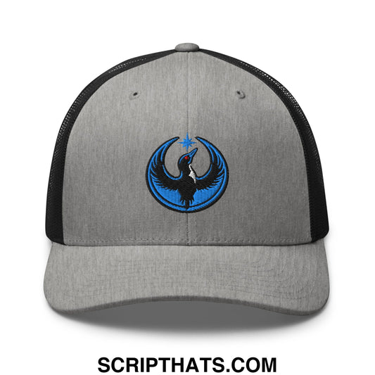 Rebel Loon Minnesota Bird of Resistance Embroidered Mesh Trucker Hat Heather Black