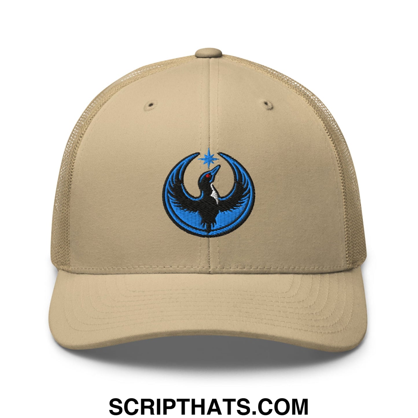 Rebel Loon Minnesota Bird of Resistance Embroidered Mesh Trucker Hat Khaki