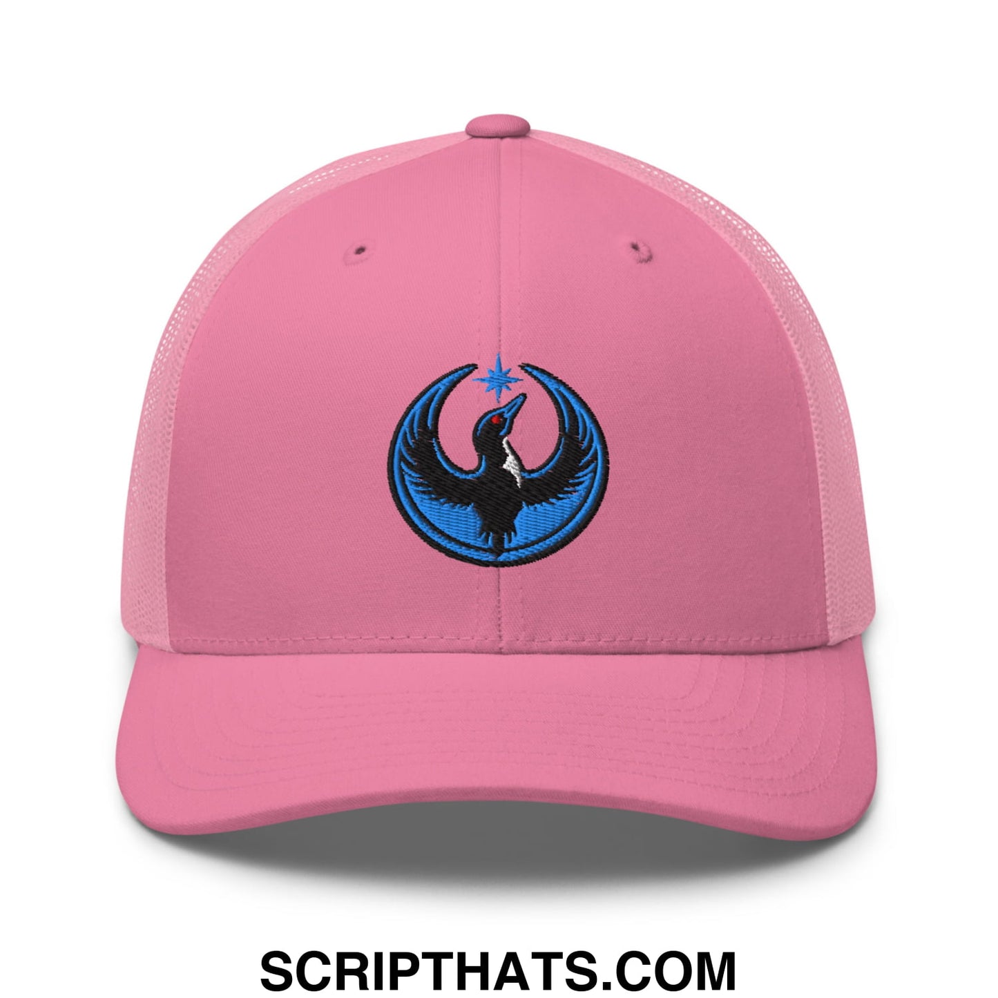 Rebel Loon Minnesota Bird of Resistance Embroidered Mesh Trucker Hat Pink