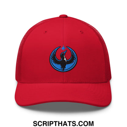 Rebel Loon Minnesota Bird of Resistance Embroidered Mesh Trucker Hat Red