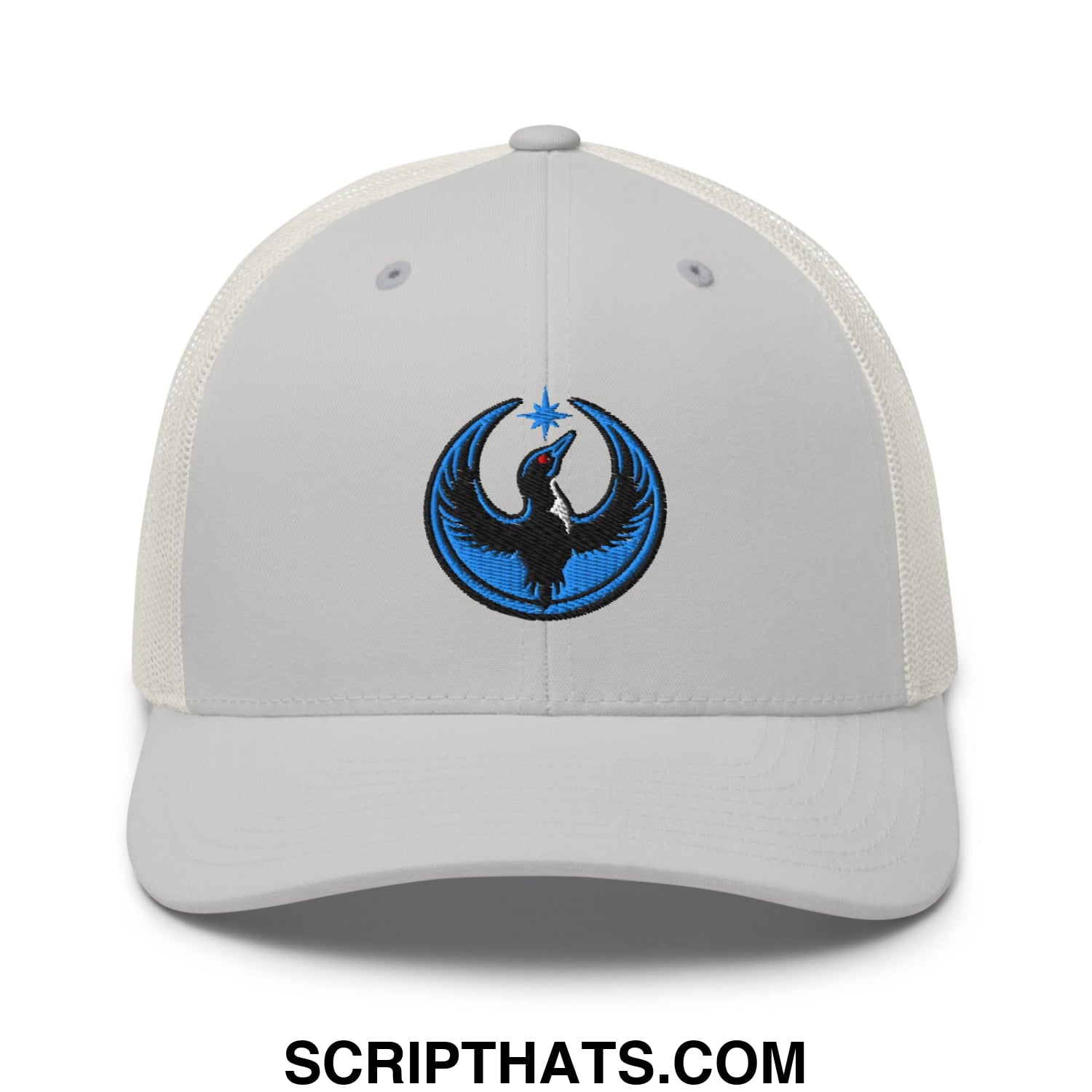 Rebel Loon Minnesota Bird of Resistance Embroidered Mesh Trucker Hat Silver