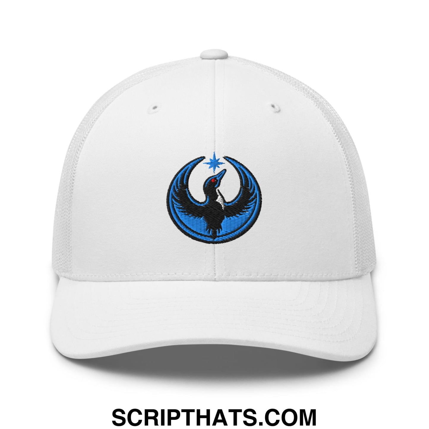 Rebel Loon Minnesota Bird of Resistance Embroidered Mesh Trucker Hat White