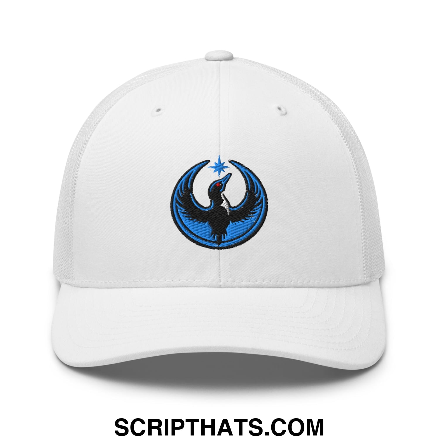 Rebel Loon Minnesota Bird of Resistance Embroidered Mesh Trucker Hat White