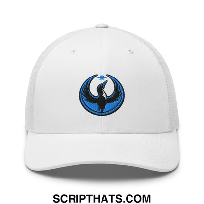 Rebel Loon Minnesota Bird of Resistance Embroidered Mesh Trucker Hat White
