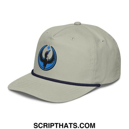 Rebel Loon Minnesota Bird of Resistance Embroidered Rope Hat Lt Gray Navy