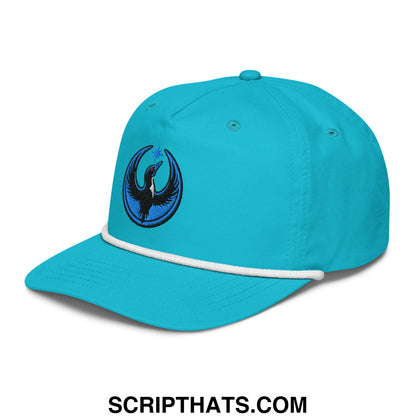 Rebel Loon Minnesota Bird of Resistance Embroidered Rope Hat Turquoise White