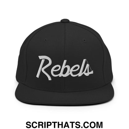 Rebels School Mascot Script Snapback Hat Black